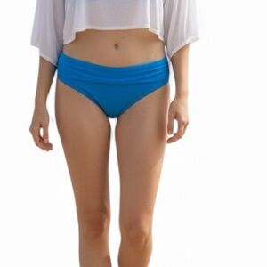 La Blanca Shirred Band Hipster Swim Bottom Sz 2 Ocean Blue NWT